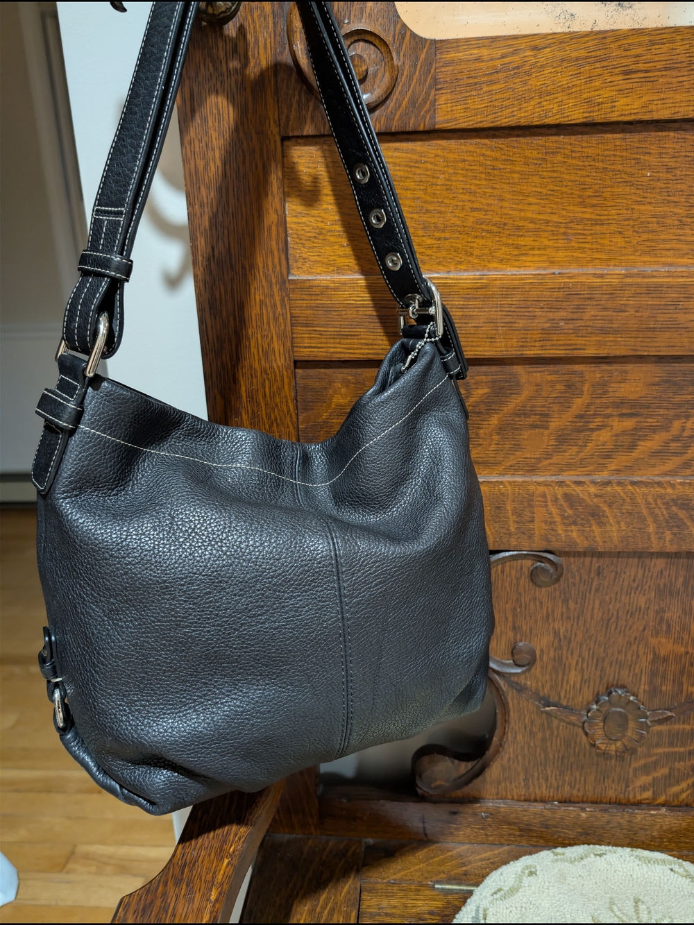 Coach Black Leather Shoulder Bag - Picture 3 of 11